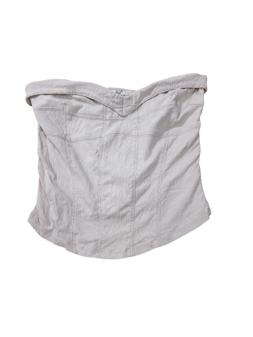 Free People Women’s Beige Linen Blend Strapless Corset Tube Top Medium